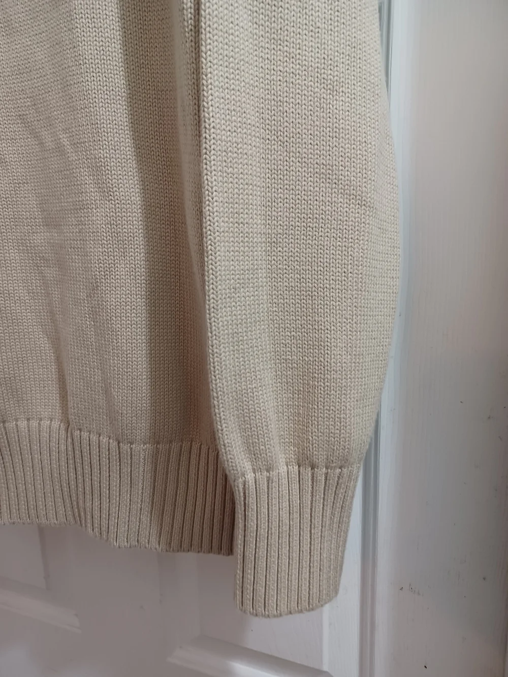 AMI Paris Beige Heart A Luxe Cotton Cardigan Sweater, L - Picture 7 of 10